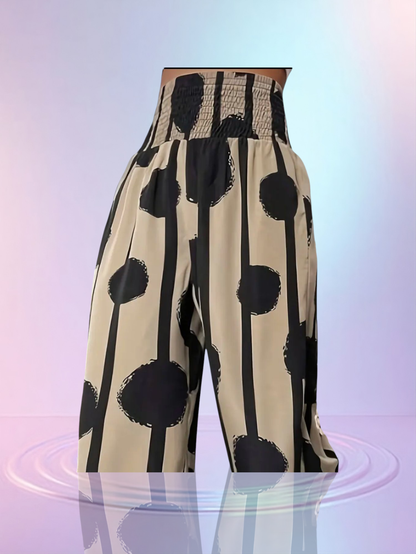 Wijde Broek | Dot Print | Strakke Taille | S4E