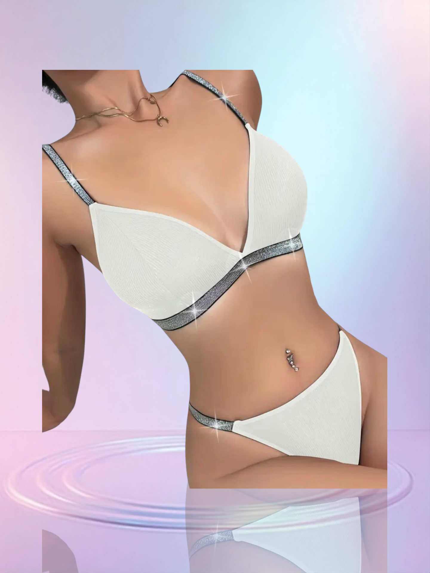 Sexy Glitter Lingerie | BH & String | Wit | S4E